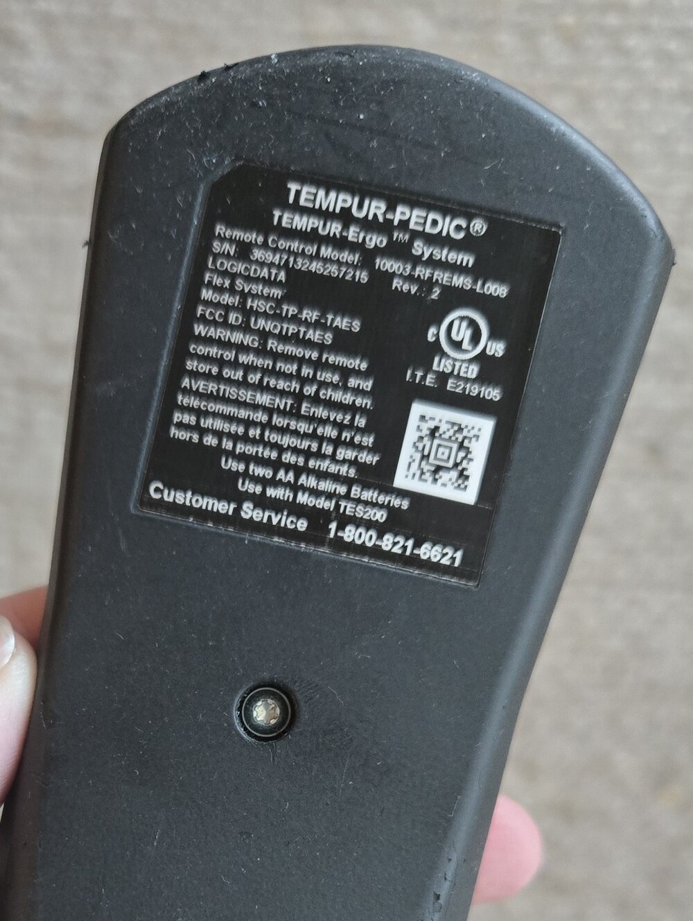 Tempur-Pedic Tempur-Ergo Wireless Bed Remote Control OEM 10003-RFREMS-L006 - Picture 2 of 6